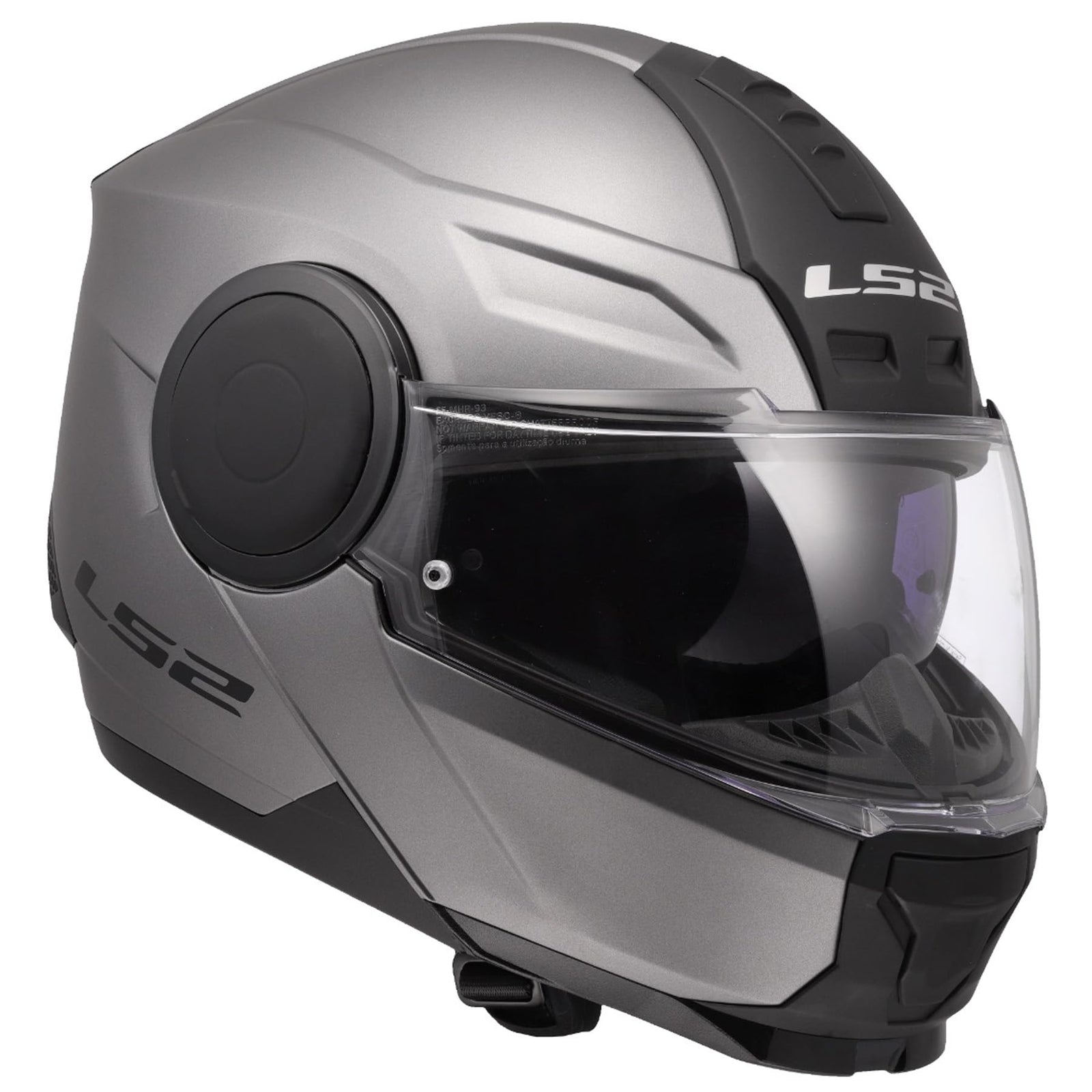 LS2 Horizon II modular motorcycle helmet matte titanium with integrated SunShield