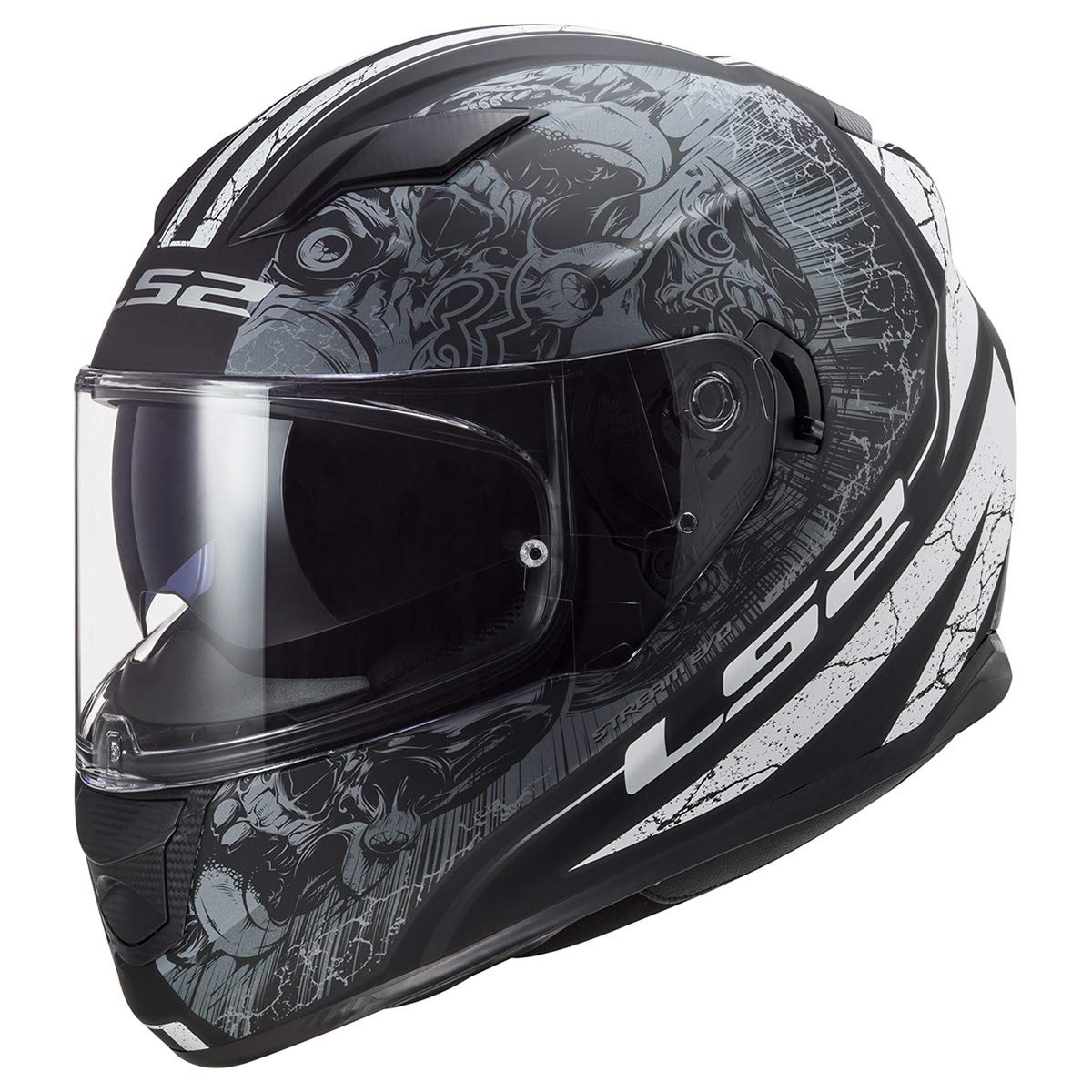 LS2 Stream Evo full face motorcycle helmet in matte black titanium shown in an X-Large size.