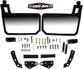 Pair of large rectangular black side mirrors with extended mounting arms, brackets, springs, spacers, bolts, washers, and installation hardware.