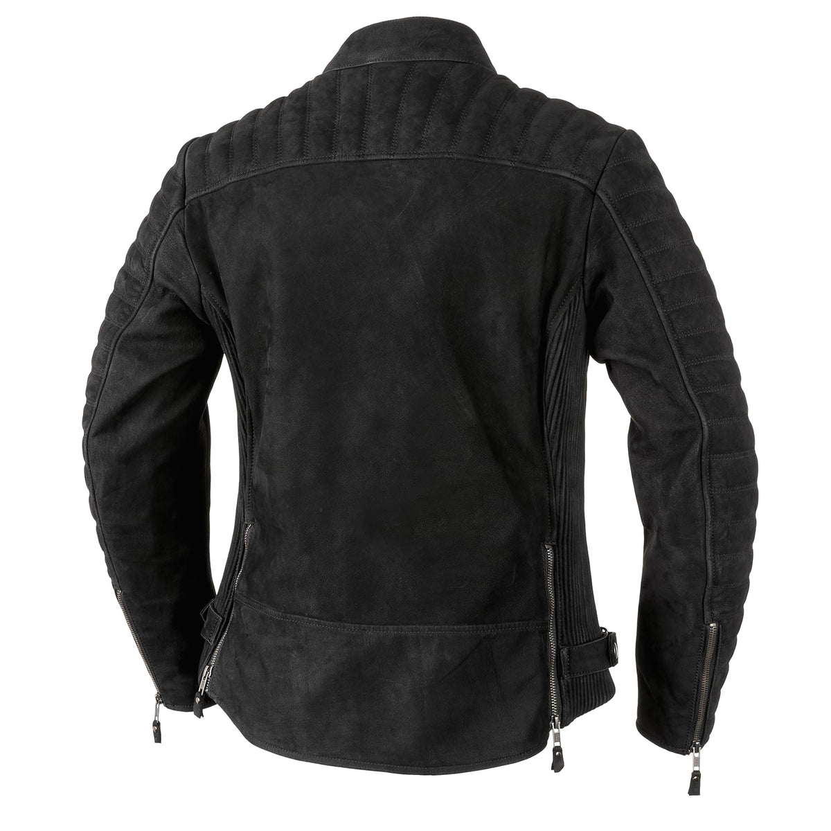 Cortech women’s leather moto jacket with zippered pockets and classic motorcycle styling for everyday riding.