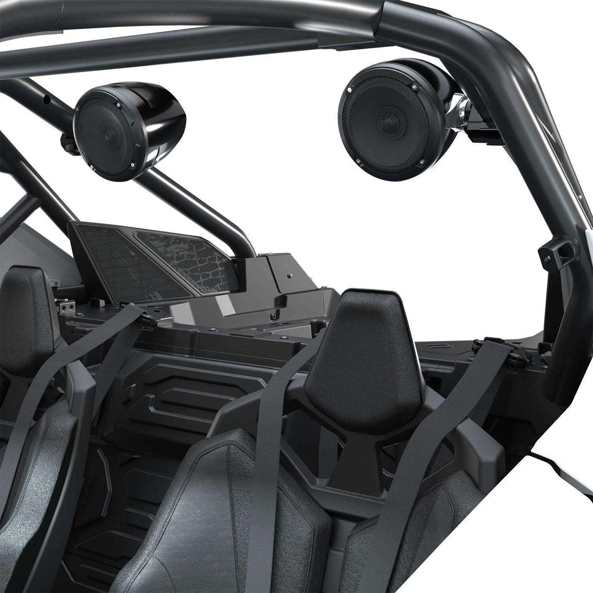 Weather-resistant rear speaker pods for Polaris off-road vehicles