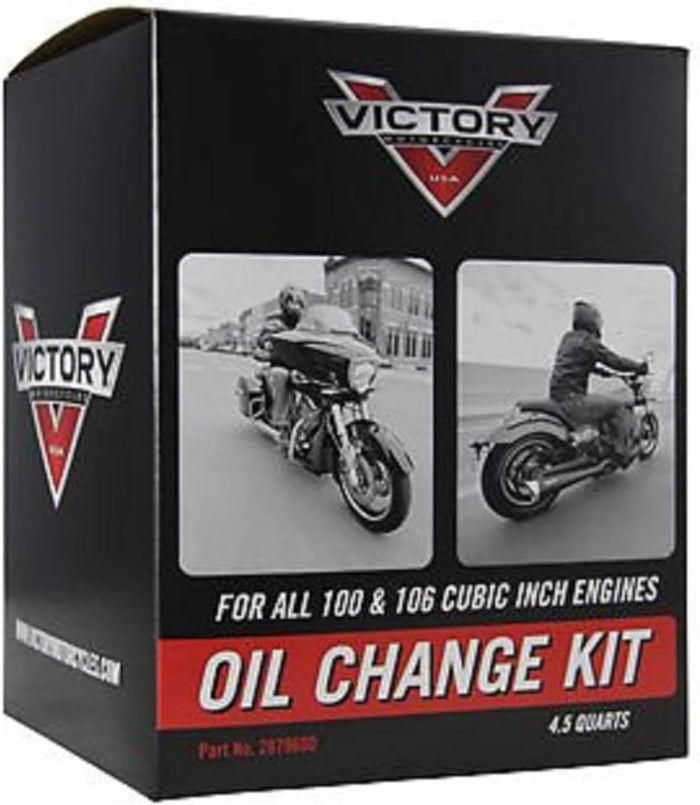Victory Motorcycle Oil Change Kit – Semi-Synthetic 20W-40, 4.5 Quarts, Filter & Washers – 100 & 106ci Engines