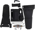 Multi-piece black chainsaw mounting kit with a molded bar scabbard, support brackets, retention components, installation hardware, and Can-Am decal.
