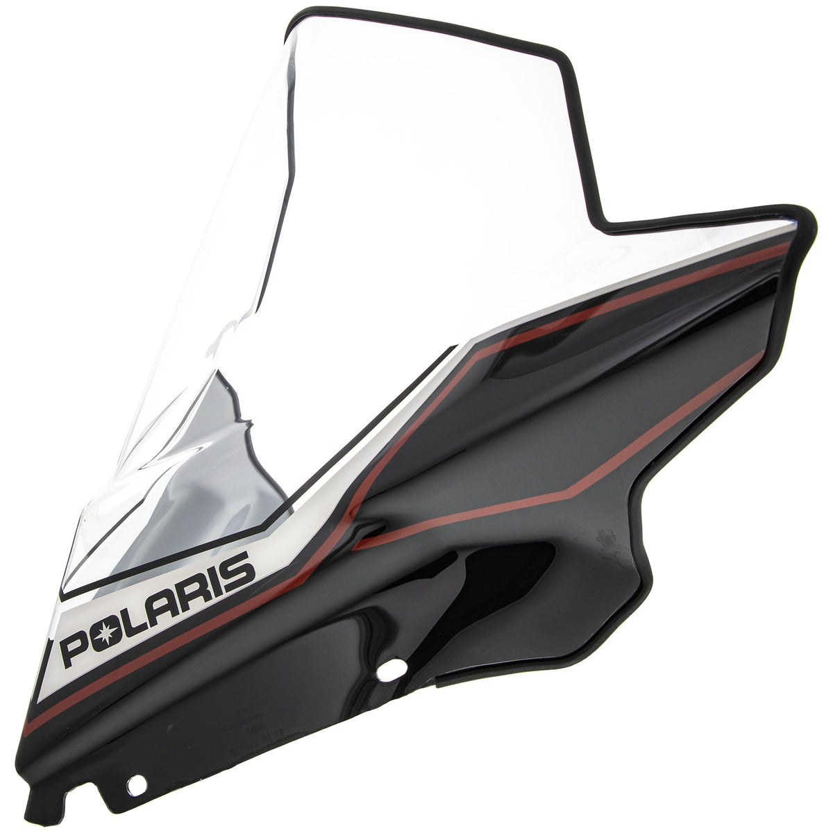 Clear Polaris Flatland windshield with wing extensions for riders