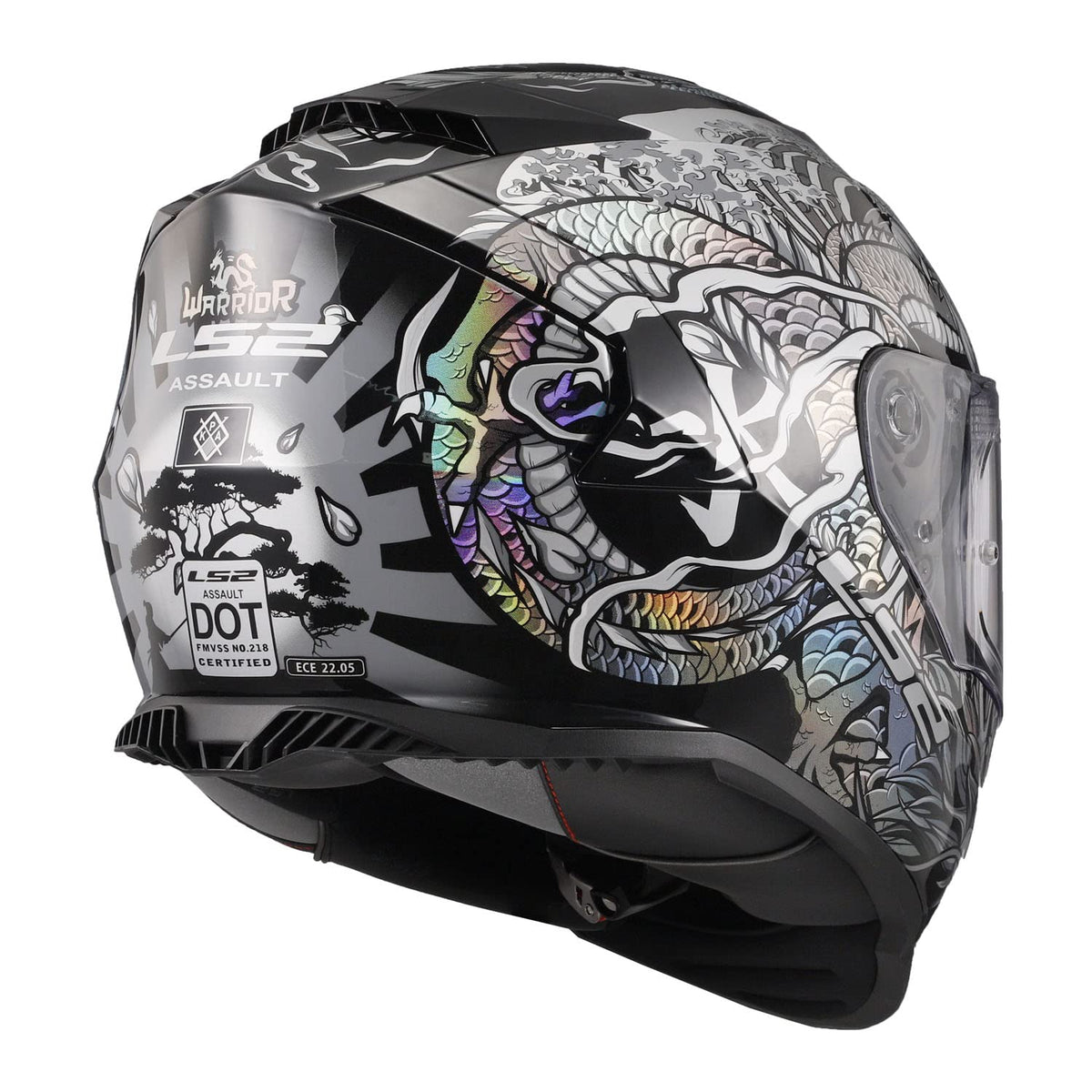 LS2 sport bike helmet silver black warrior krome graphic