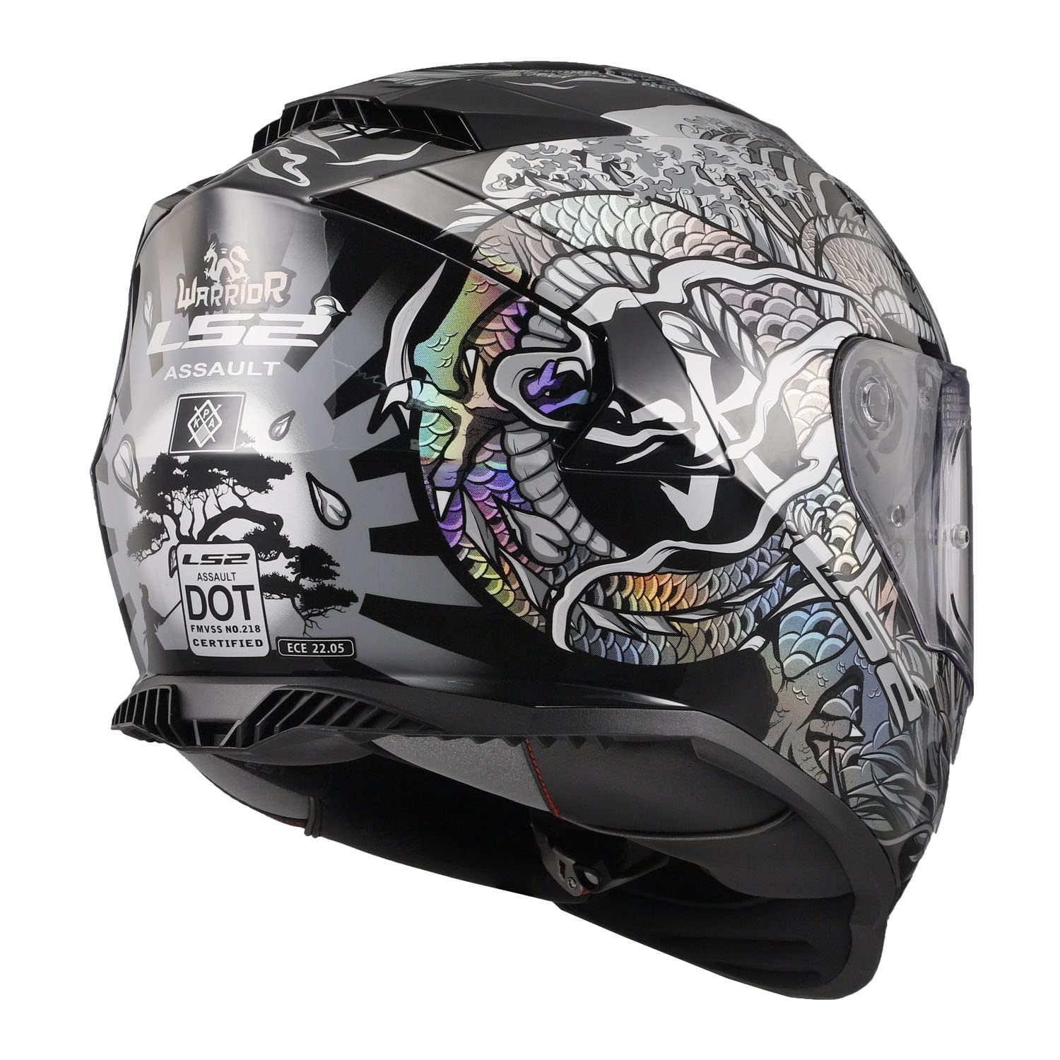 LS2 sport bike helmet silver black warrior krome graphic