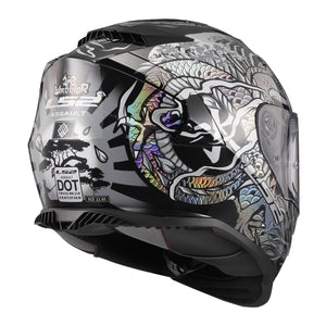 LS2 Assault Full Face Motorcycle Helmet W/ SunShield Warrior Krome Silver / Black