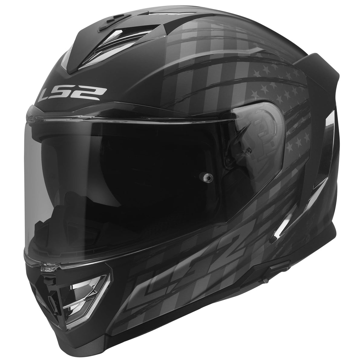 LS2 Assault III Full Face Motorcycle Helmet with SunShield – Matte Flag Black