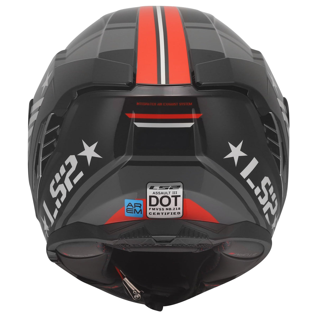 Gloss zone black gray red LS2 Assault III motorcycle helmet with KPA shell