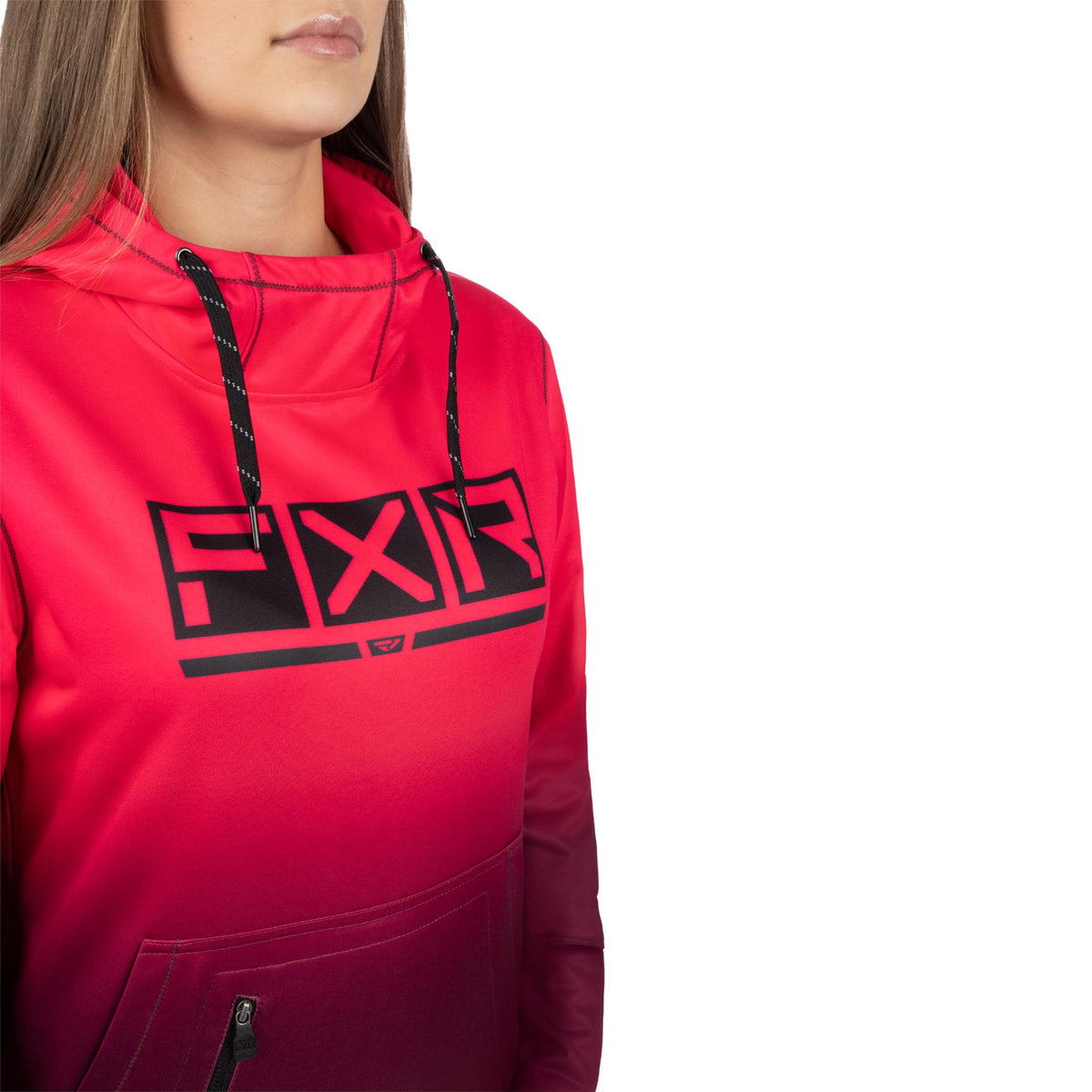 FXR Womens Podium Tech Pullover Hoodie Zippered Pockets Fleece Steel/Dark Steel
