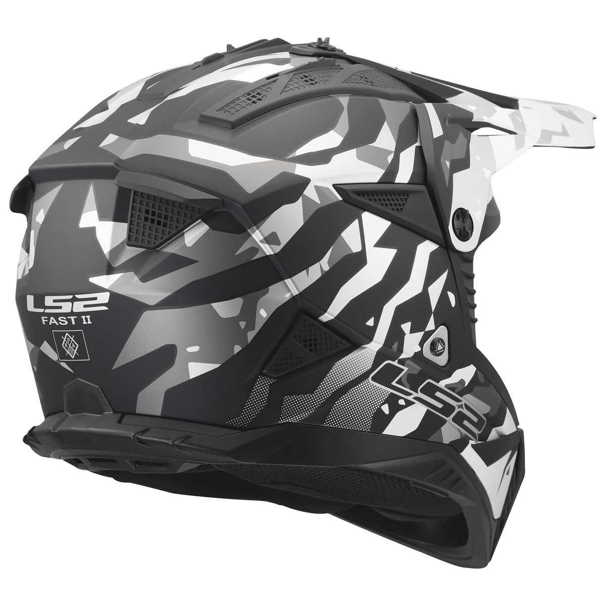 LS2 Gate II MX dirt bike helmet matte black gray side view
