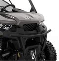 Black tubular XT front bumper installed across the grille and headlights of a Can-Am Defender HD10 UTV.