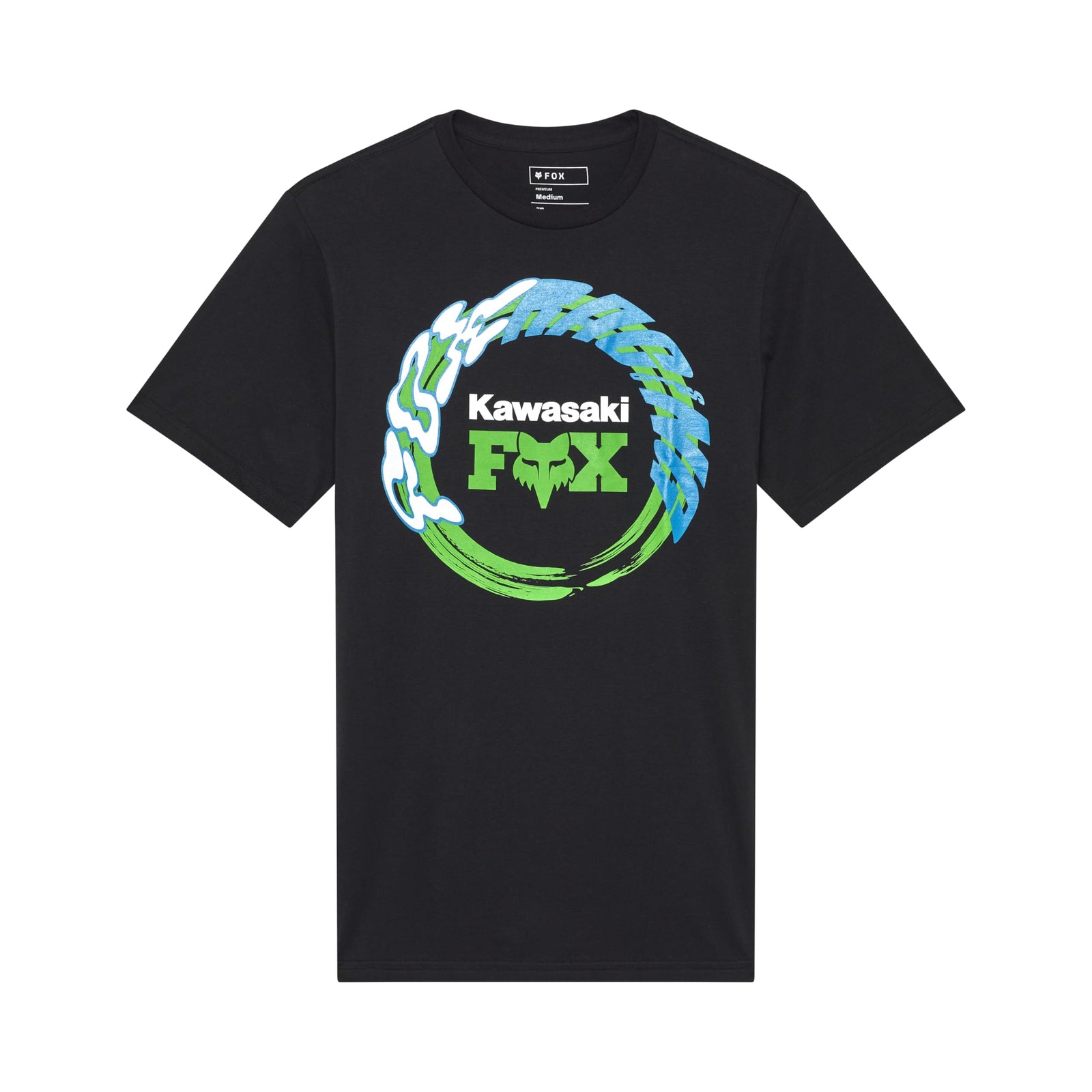 Fox Racing Men’s Kawasaki Short Sleeve T-Shirt in Black with iconic Kawasaki graphic.