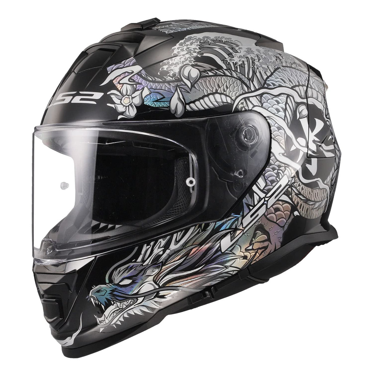 LS2 Assault full face motorcycle helmet Warrior Krome silver black