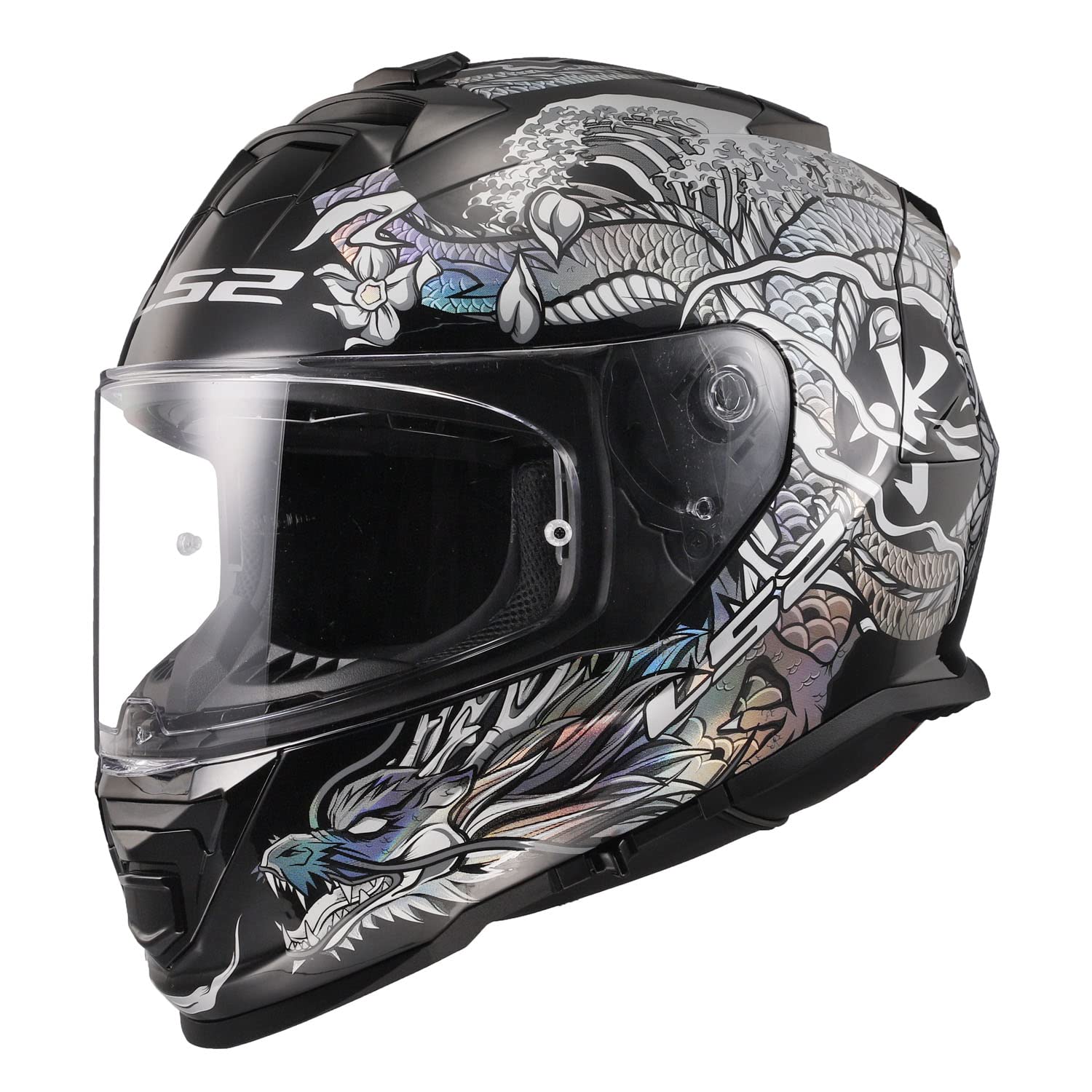 LS2 Assault full face motorcycle helmet Warrior Krome silver black