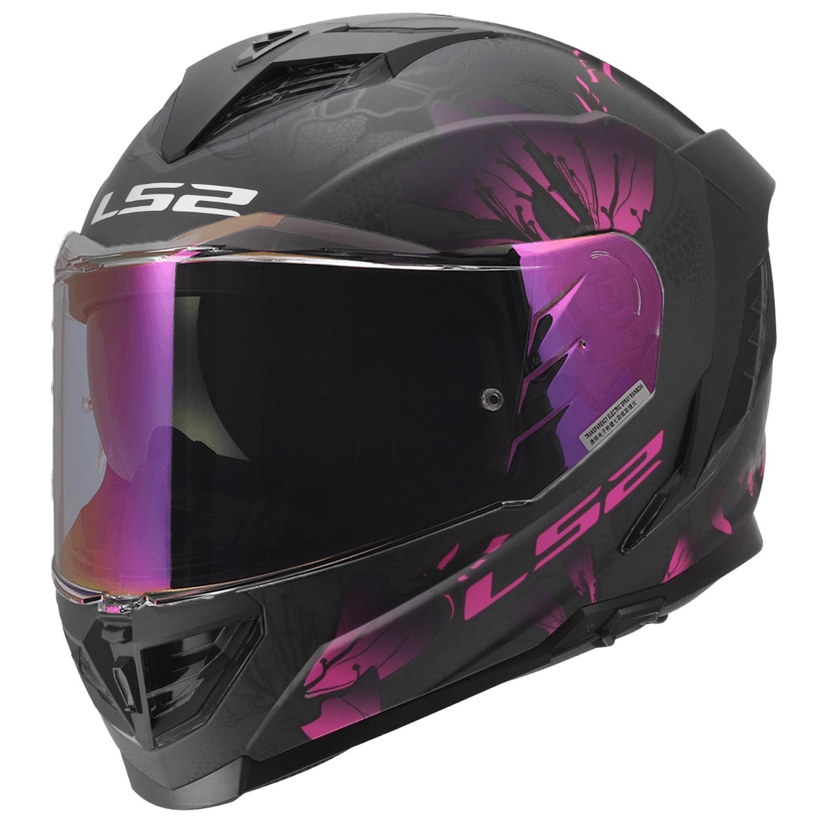 LS2 Assault III full face motorcycle helmet black purple sun shield design