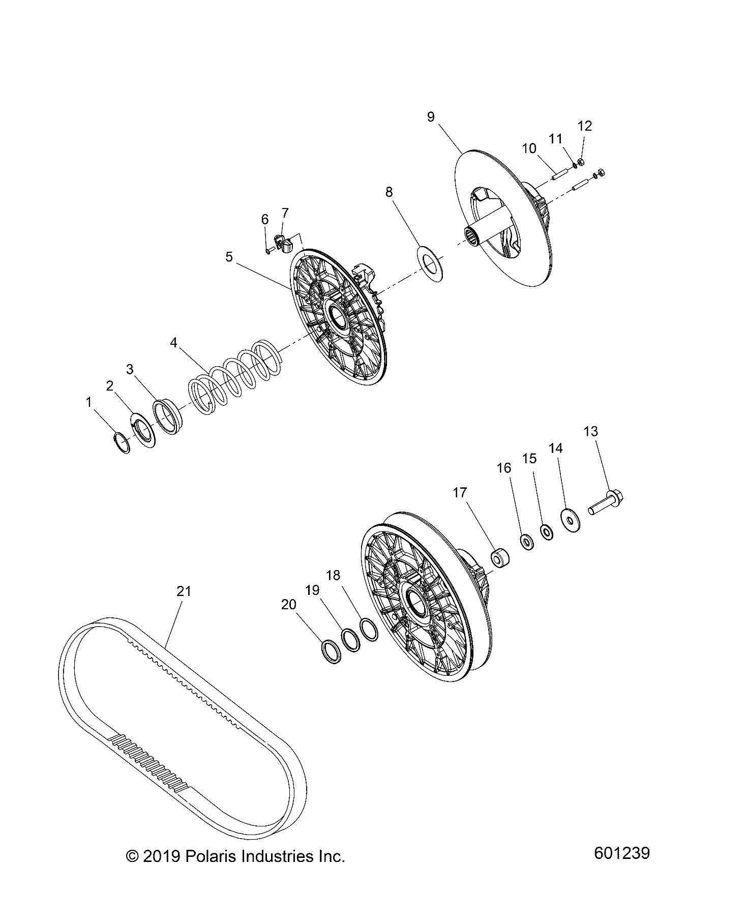 High-performance Polaris 1323625 driven clutch for snowmobiles