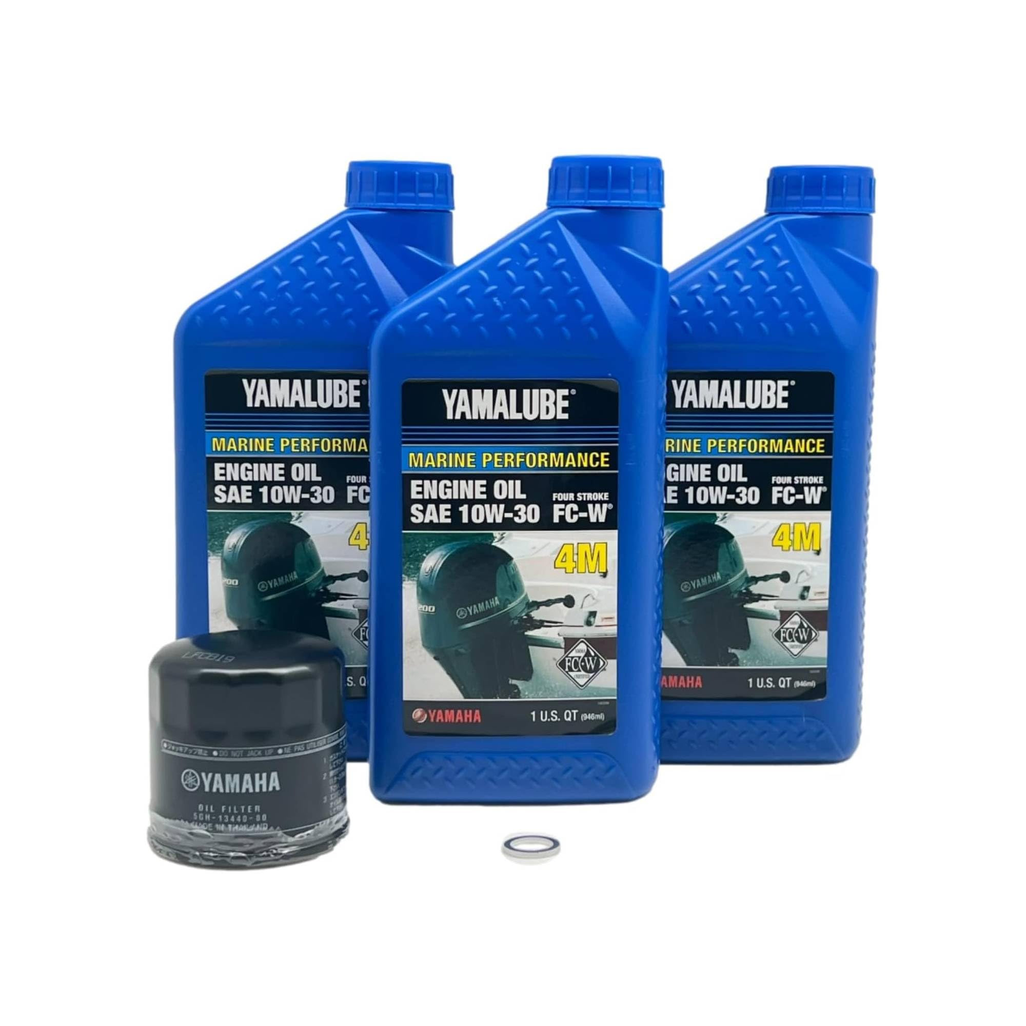 Yamaha Yamalube F30-F70 10W-30 Oil Change Kit with OEM filter and oil bottles