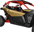 Can-Am Maverick X3 shown with fitted black lower door panels beneath the factory upper doors.