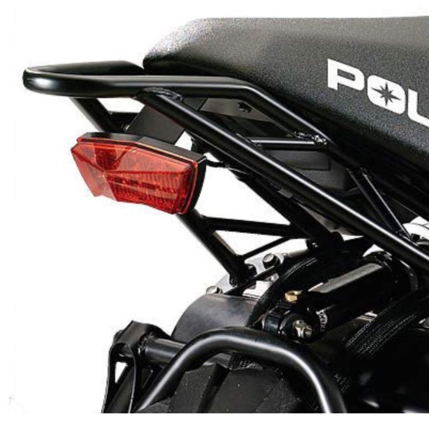 Polaris OEM Rush Luggage Rack installed on Pro Ride snowmobile.