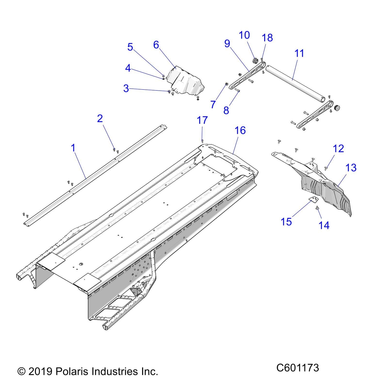 OEM Polaris snow flap with holes, black finish