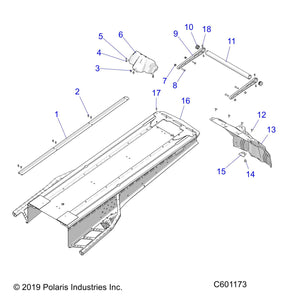 Polaris Snowmobile Snow Flap with Holes – Gloss Black, OEM 5456130-070