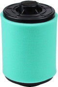 Cylindrical green foam air filter with reinforced black plastic end caps and an integrated intake opening. Its factory-style construction provides a secure fit inside the compatible airbox.