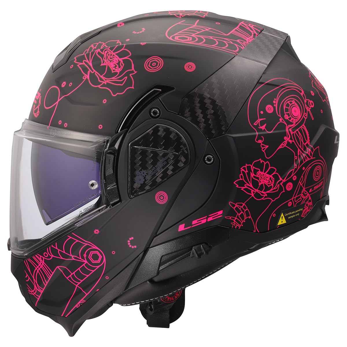LS2 Advant II Modular Motorcycle Helmet w/ Sun Shield Matte Sophia Black/Pink