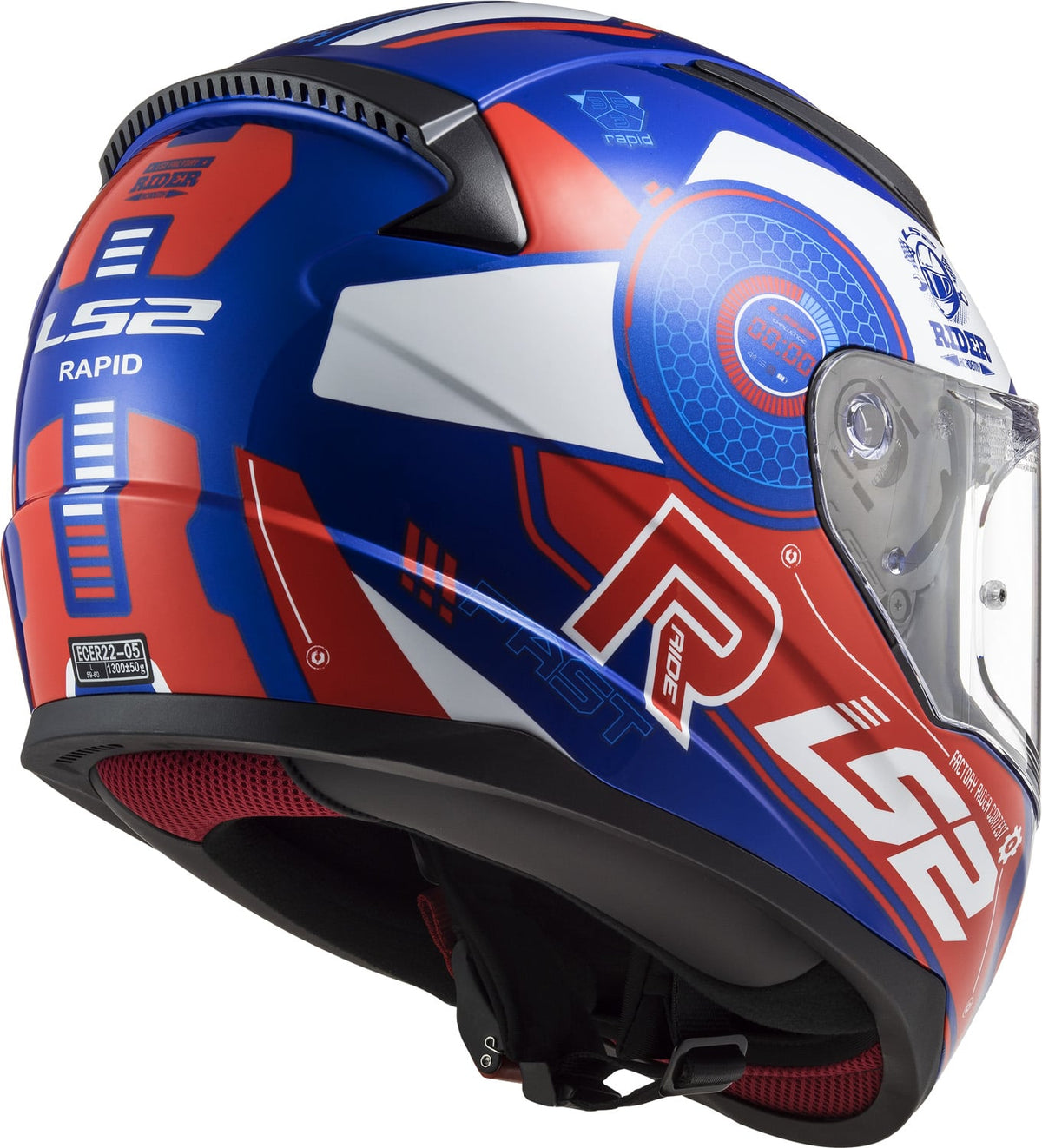 Rapid Mini Stratus Full Face Motorcycle Helmet - Gloss Blue/Red/White Product View
