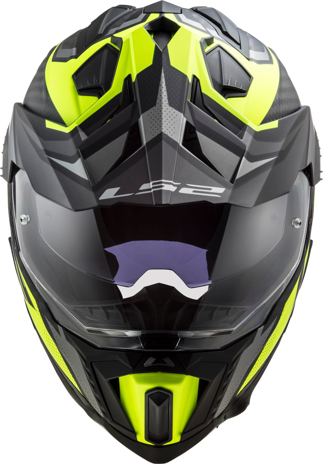 Helmet Explorer C Focus Adventure Motorcycle Helmet with SunShield - Matte Titanium Hi-Viz Yellow Product View