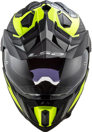 Helmet Explorer C Focus Adventure Motorcycle Helmet with SunShield - Matte Titanium Hi-Viz Yellow