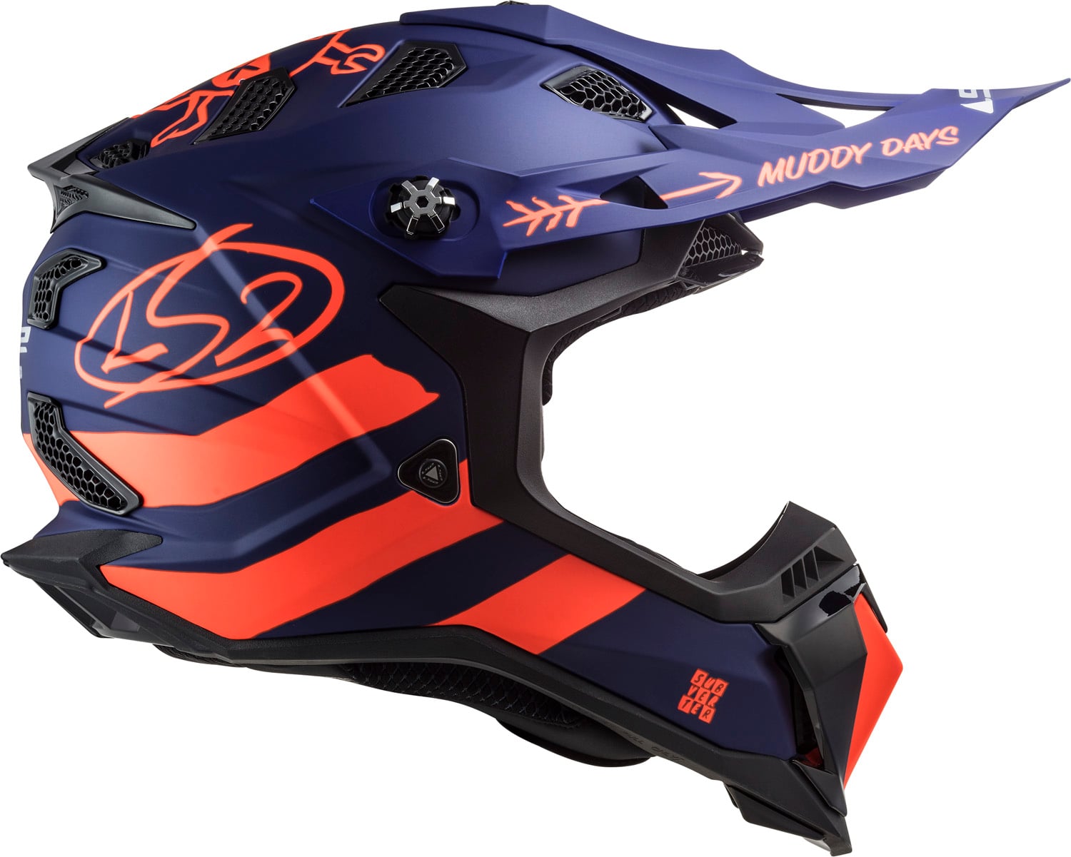 Tousley Rider Supply Helmet Subverter Evo Cargo Full Face MX Motorcycle Helmet - Matte Blue/Orange Product View