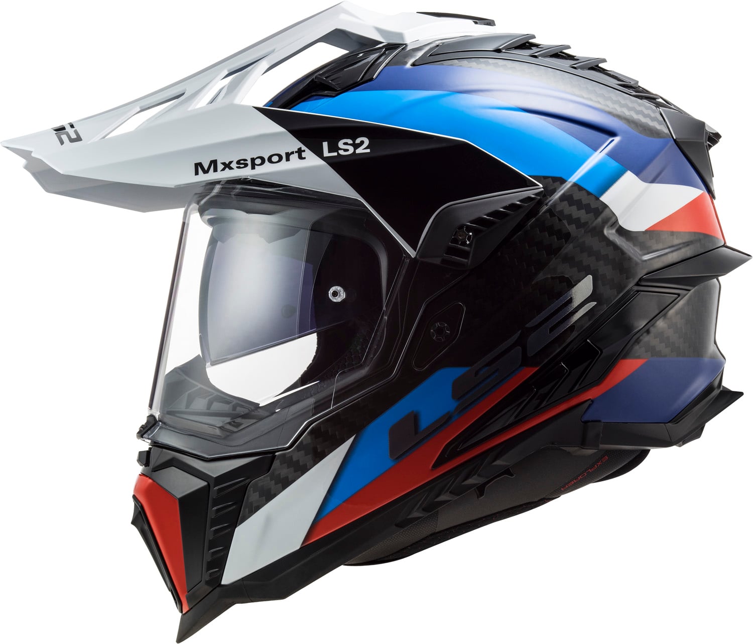 Helmet Explorer C Frontier Adventure Motorcycle Helmet with SunShield - Black/Blue Gloss Product View
