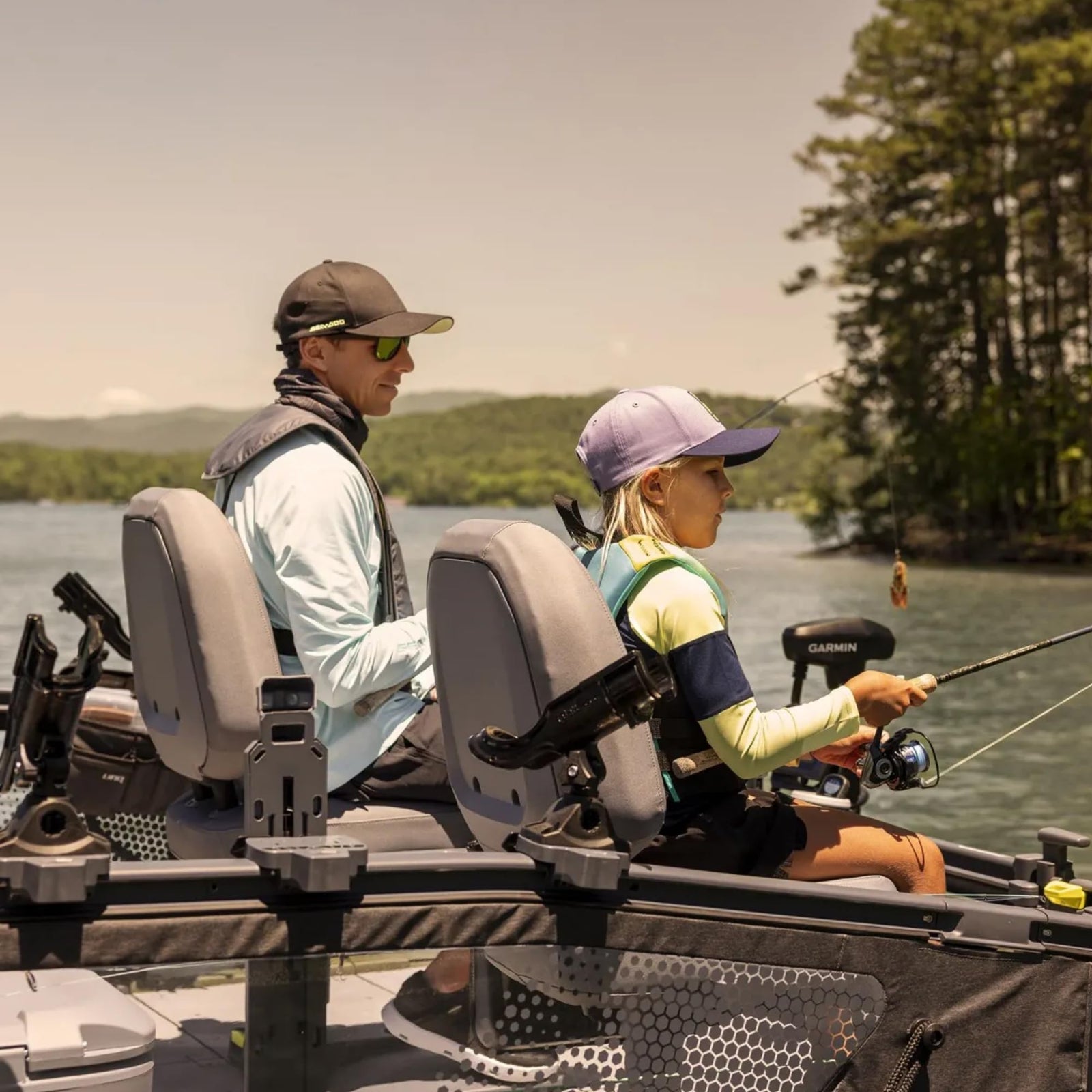 Close-up of the Sea-Doo OEM Rod Holder showing the LinQ Lite attachment system.