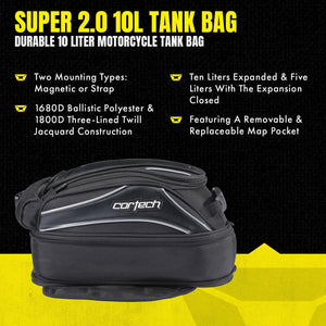 Cortech Super 2.0 10L Motorcycle Tank Bag – Black