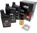 This Can-Am XPS engine oil change kit includes full-synthetic SAE 10W-50 four-stroke oil, an oil filter, and replacement sealing rings. The all-in-one package provides the essential components needed for routine engine-oil maintenance; verify vehicle compatibility before ordering.