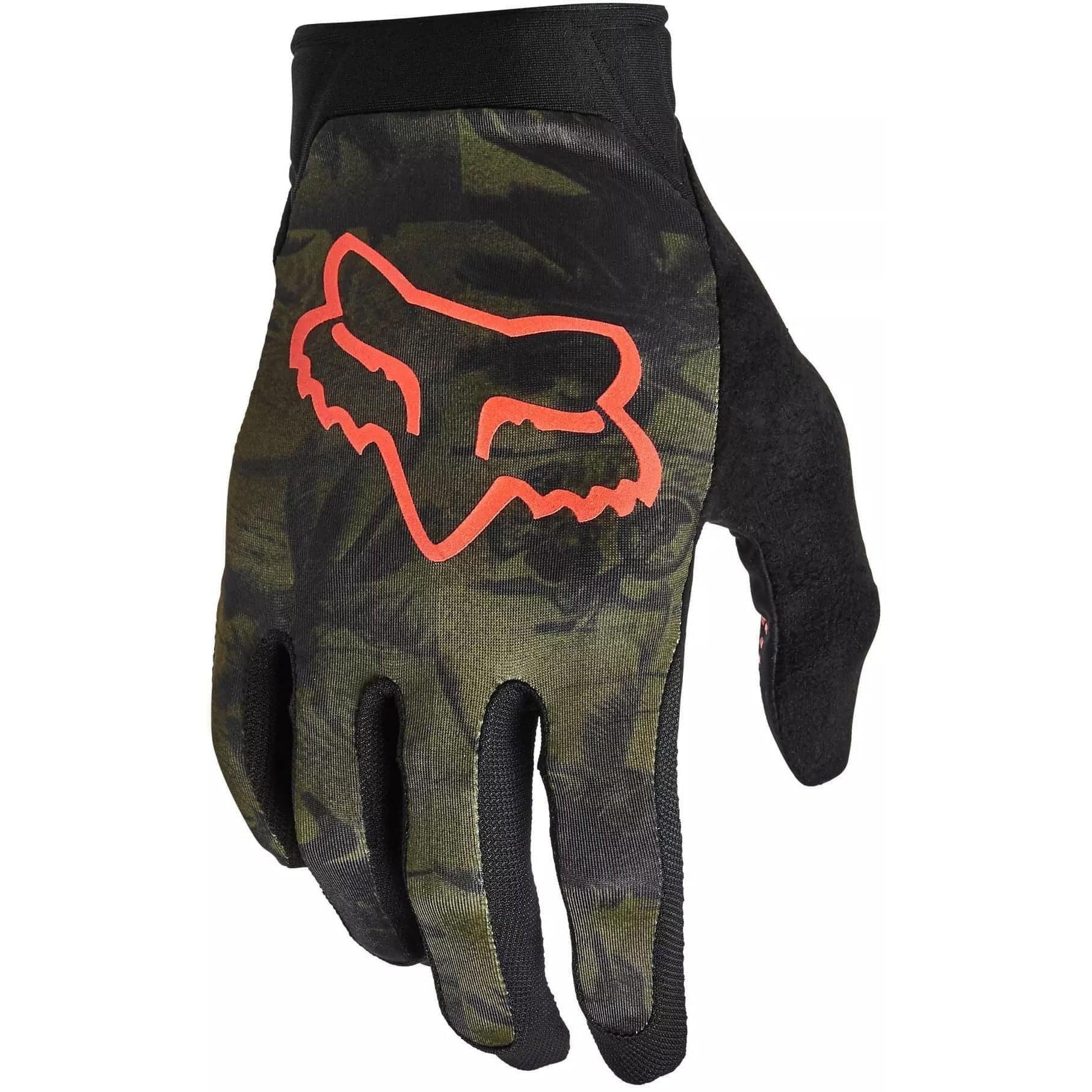 Fox Racing Flexair Ascent Glove in Olive Green showing hybrid suede palm.
