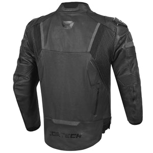 Cortech Revo Leather Motorcycle Jacket – Black Armored Sport Riding Jacket