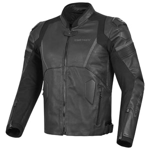 Cortech Revo Leather Motorcycle Jacket – Black Armored Sport Riding Jacket