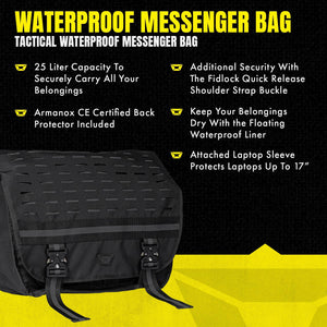 Cortech Waterproof Motorcycle Messenger Bag – 25L Rider Commuter Gear Bag