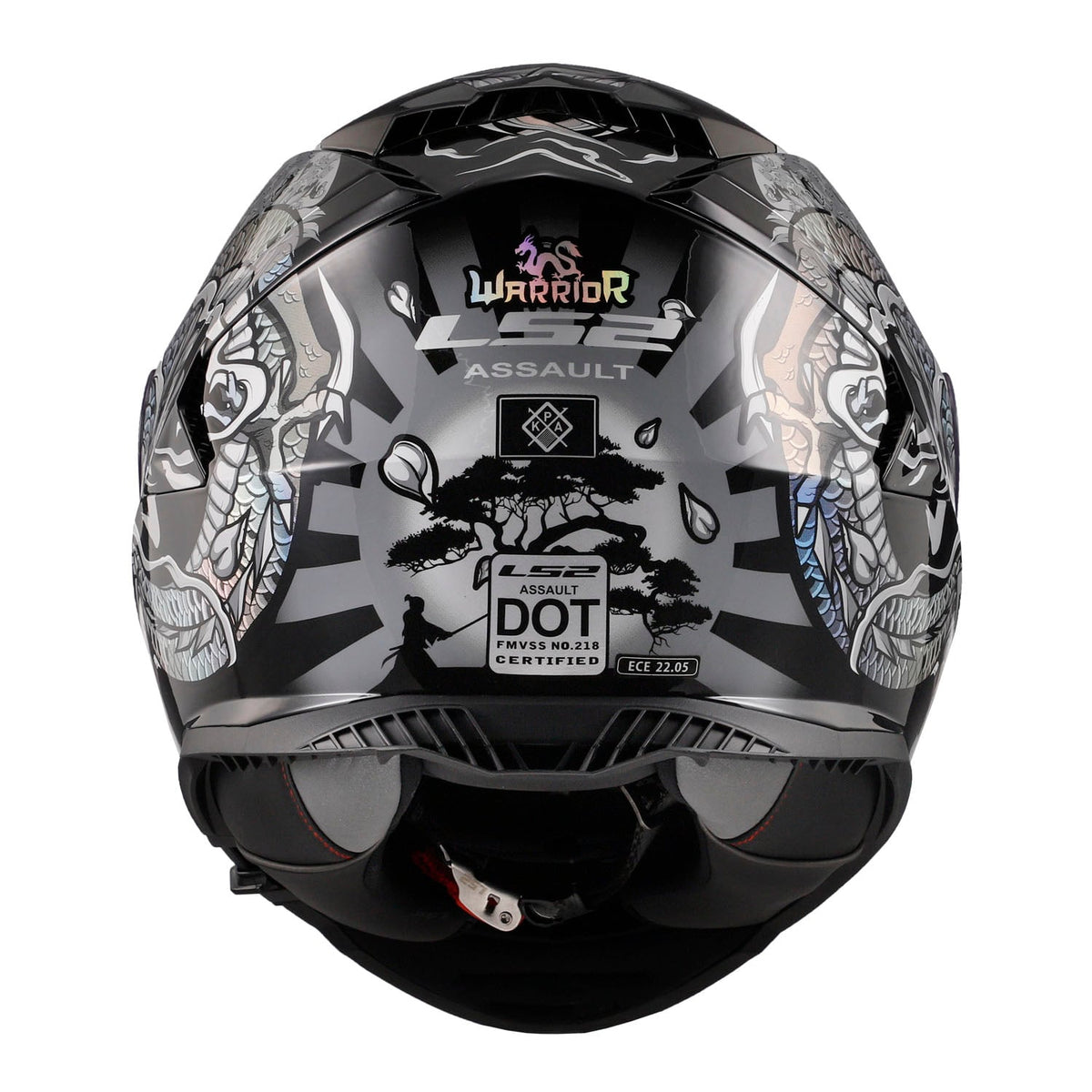 Helmet Assault Warrior Full Face Motorcycle Helmet with SunShield - Krome Silver/Black Product View