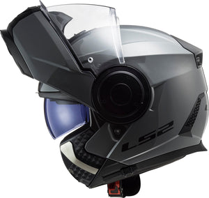 Horizon Solid Modular Motorcycle Helmet with SunShield - Gloss Battleship Gray