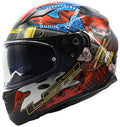 Stream Ninja Full Face Motorcycle Helmet with SunShield - Red/Blue Gloss Product View