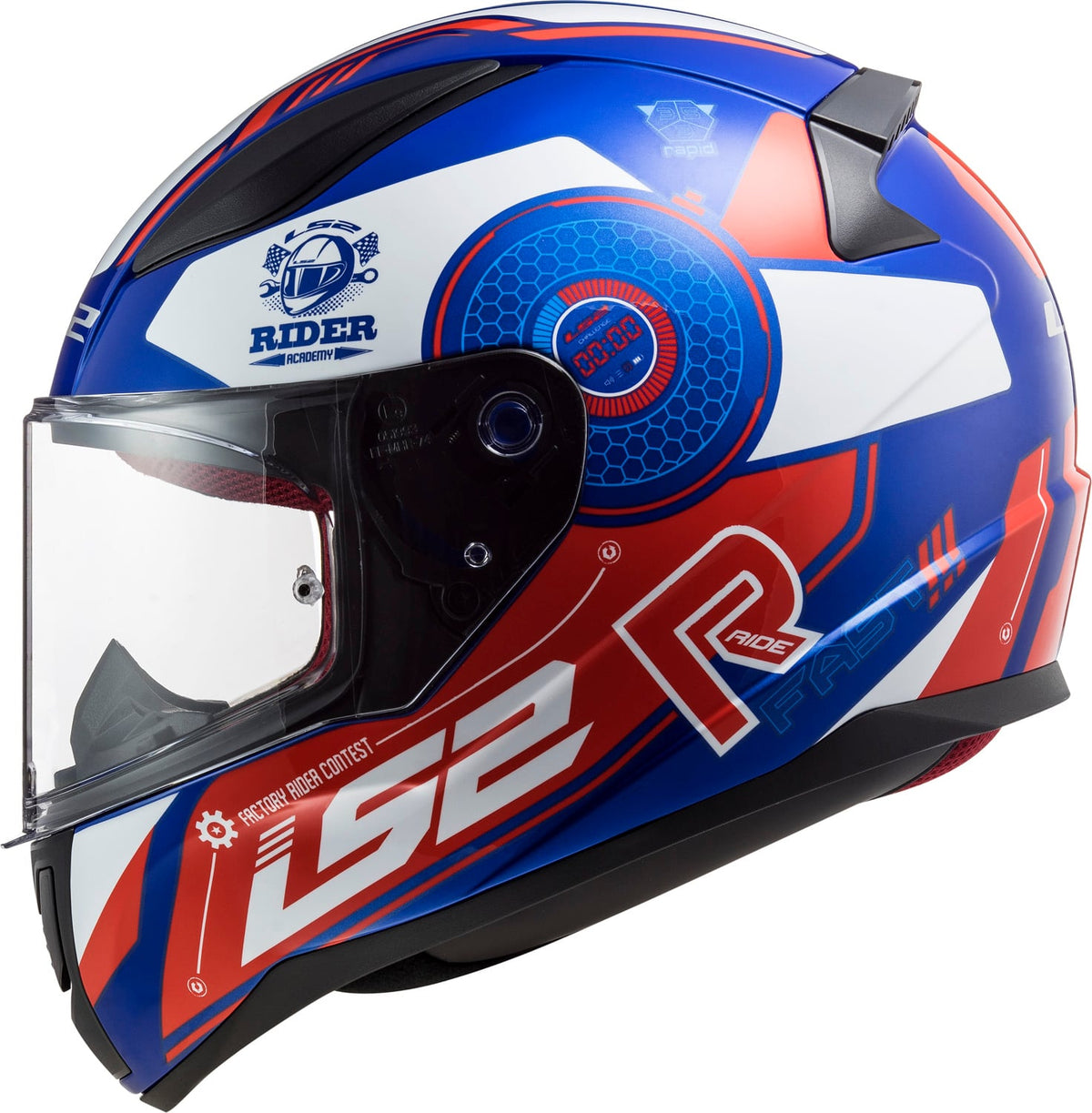 Rapid Mini Stratus Full Face Motorcycle Helmet - Gloss Blue/Red/White Product View