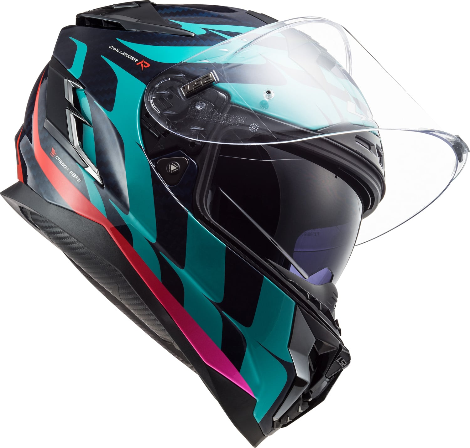 Challenger C Flames Full Face Helmet with SunShield - Blue Carbon/Blue/Red Product View