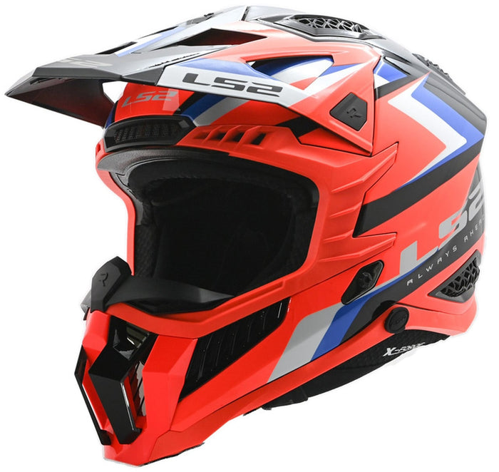 Helmet X Force Sprint Full Face MX Motorcycle Helmet - Black/Orange/Blue Product View