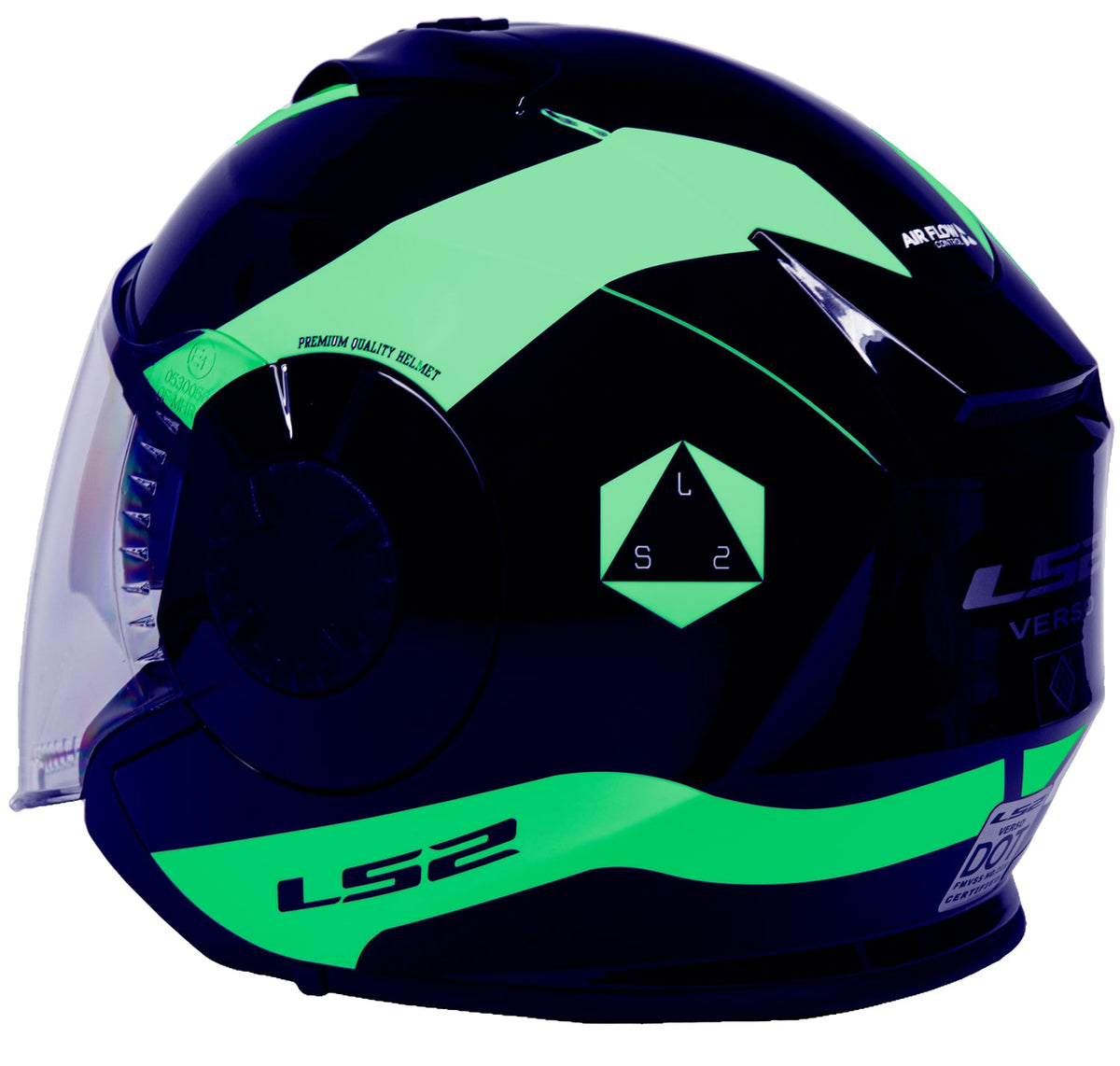 Helmet Verso Rave Open Face Motorcycle Helmet with SunShield Glow - Glow Black/White Product View