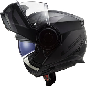 Horizon Axis Modular Motorcycle Helmet with SunShield - Black Titanium Matte/Gray