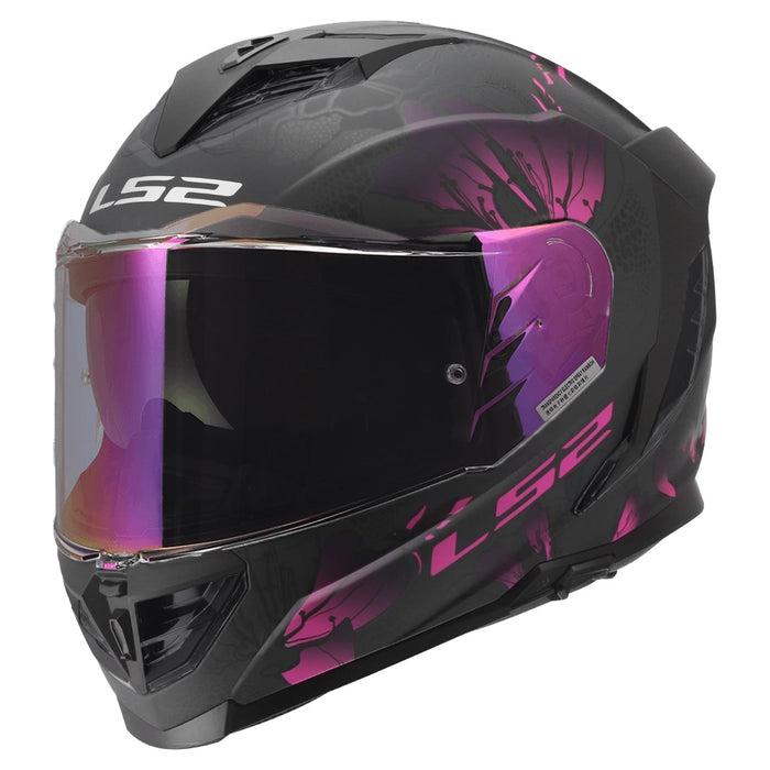 Helmet Assault III Burst Full Face Motorcycle Helmet with SunShield - Matte Black/Purple Product View