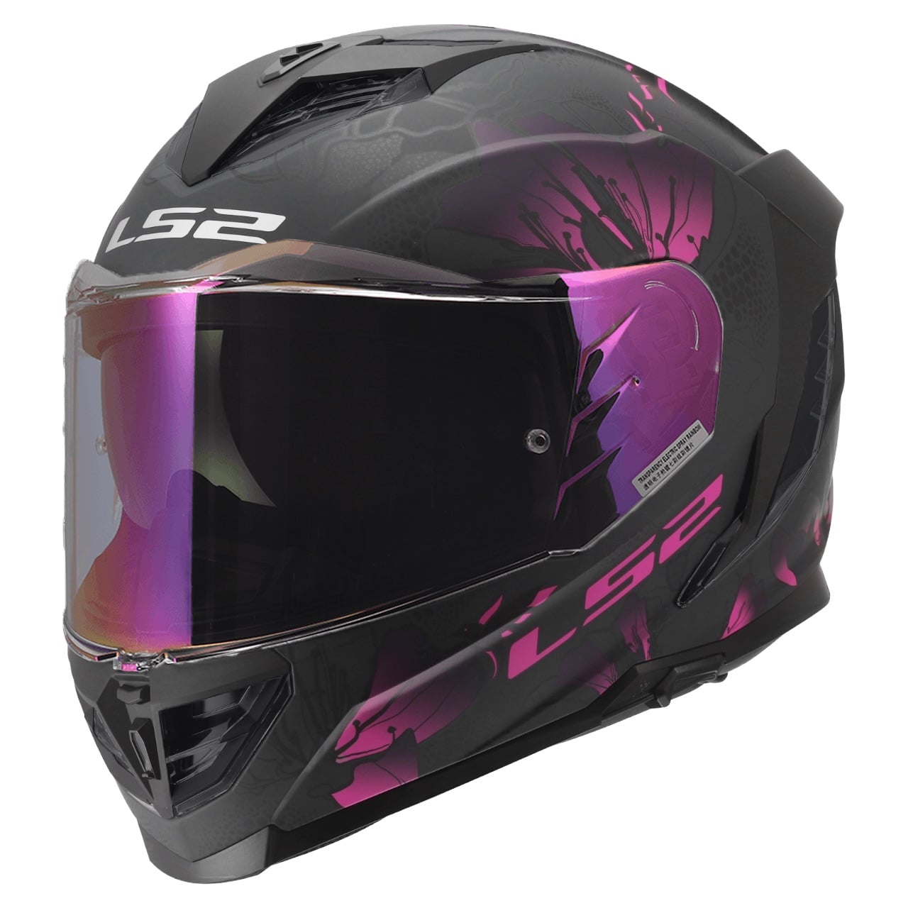 Helmet Assault III Burst Full Face Motorcycle Helmet with SunShield - Matte Black/Purple Product View